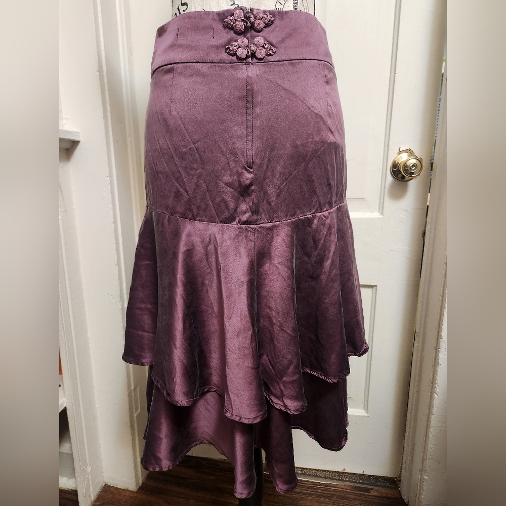 ayc By Joshua Faulk 100% Silk Purple Tiered Skirt Sz 6 EUC - Picture 3 of 13